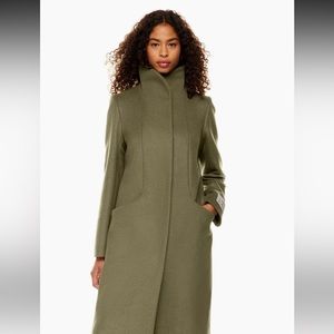 Aritzia Long Cocoon Coat in Olive Green
